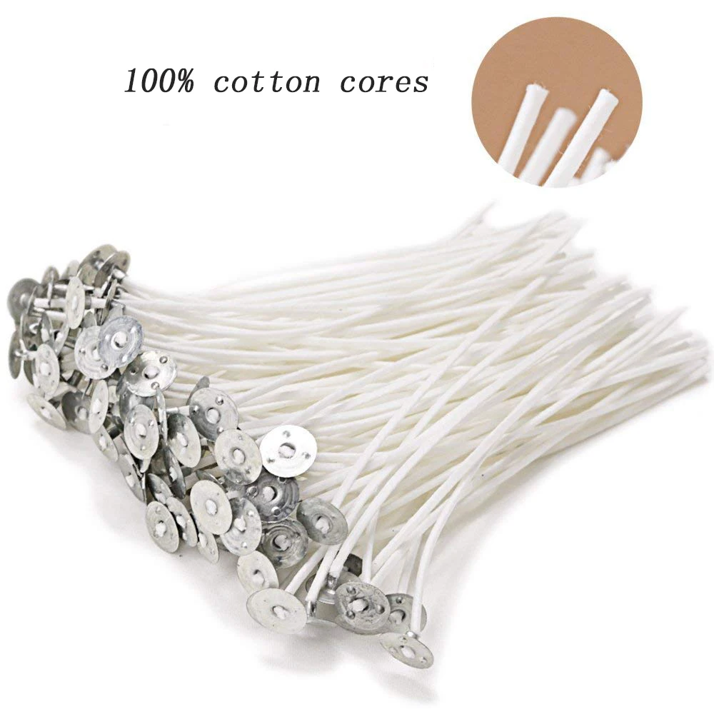 100Pcs Candle Wicks 2.5-20cm Pure Cotton Cores for Candle Making Smokeless Soy Wax Pre-Waxed Oil Lamp DIY Candle Making Supplies