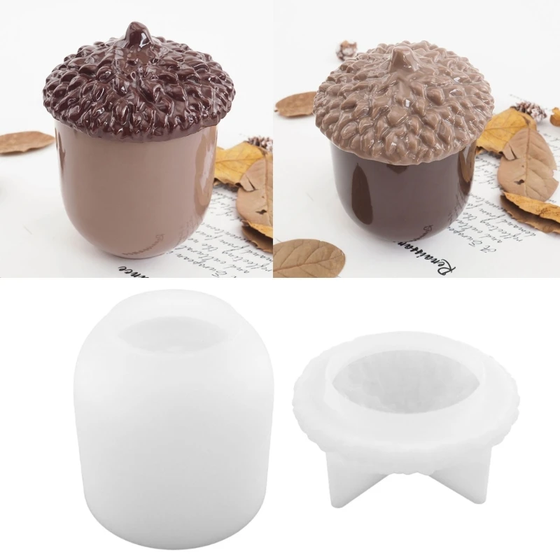 R3MC Round Storage-Case Mold Silicone Container Mold with Lids Pinecone Shape Jar Epoxy Casting Mold DIY-Jewelry Container