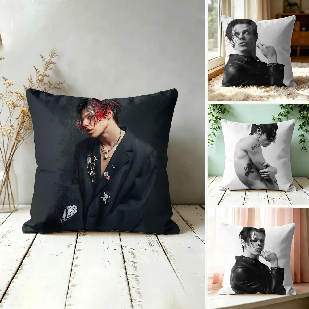 Y-YUNGBLUD Rock Band Cool Cushion Cover Square Decorative Throw Pillow 40x40cm For Sofa Bedroom Living Room Home Decor