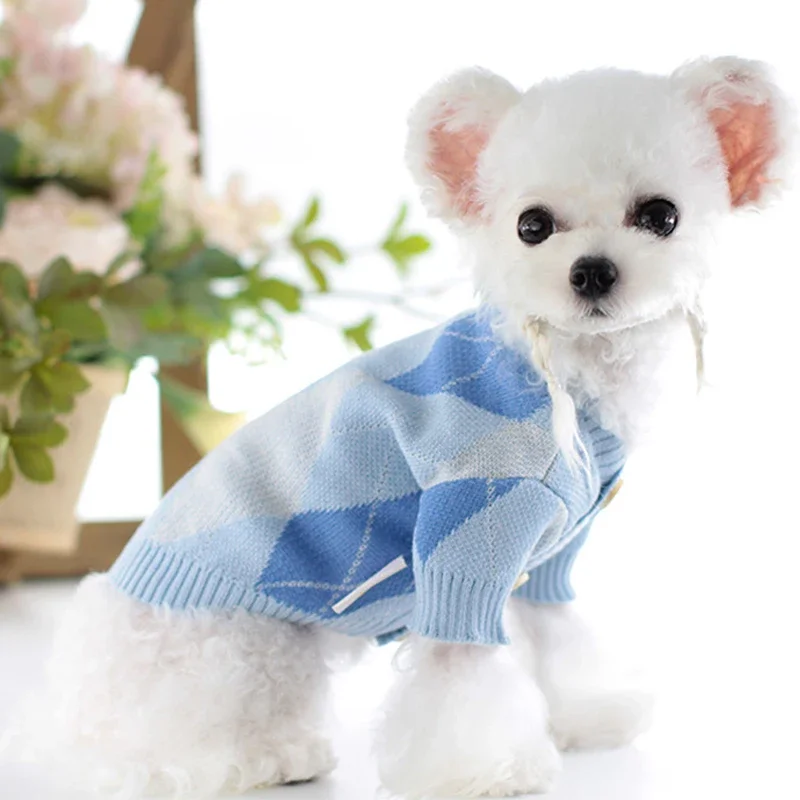 

Winter Dog Cardigan Sweater Coat Cute Heart Knit Apparel Poodle Bichon Schnauzer French Bulldog Clothing Welsh Clothes Costume