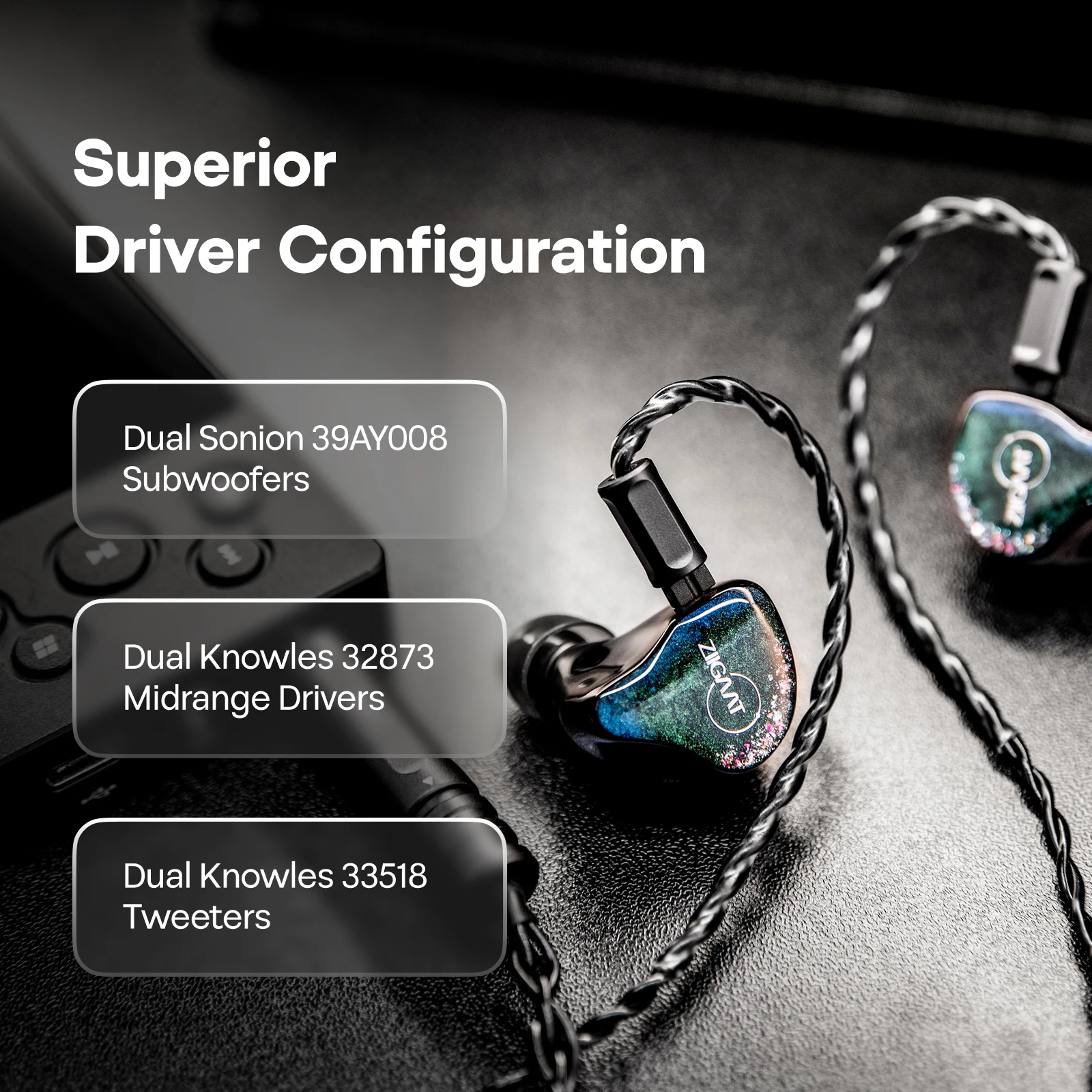 Linsoul ZiiGaat Luna 6BA Studio IEM مراقب سماعة Hifi عالية الجودة مصنوعة يدويًا مع كابل قابل للتبديل ثنائي الدبوس لعشاق الصوت