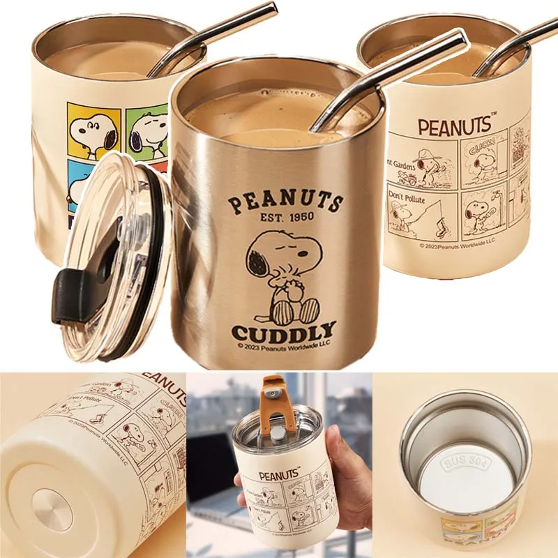 Kubek termiczny ze stali nierdzewnej Snoopy 350 ml, termos na kawę, butelka na wodę, szczelny, podróżny, akcesoria do kubków termicznych podróżnych.