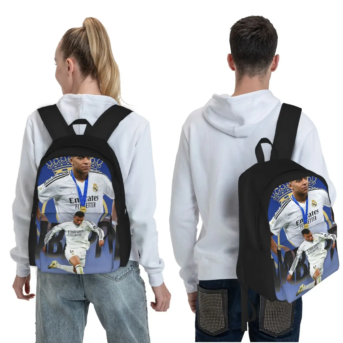 Football KM Mbappe Soccer Student Backpack School Bag Hiking Travel Daypack for Boys Girls Fashion Bookbag Shoulder Bags