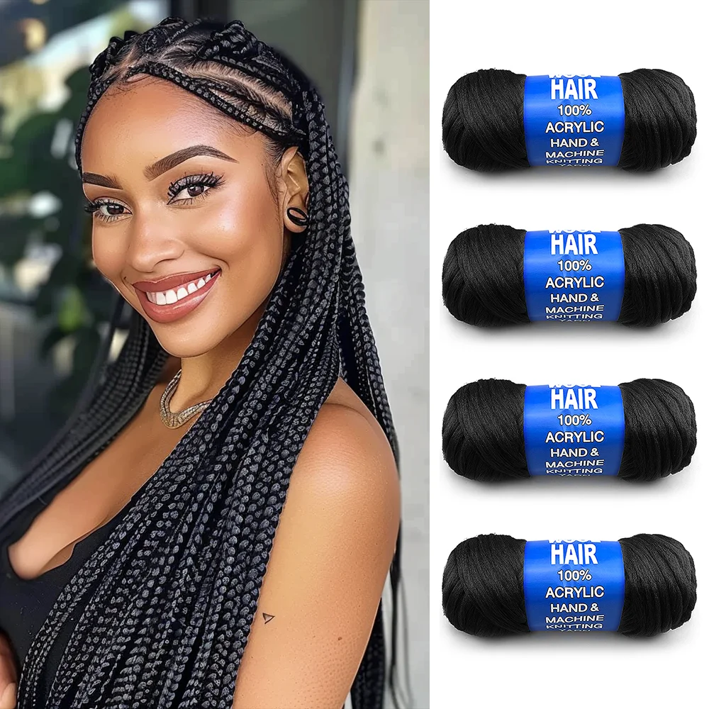 Extensão de cabelo de lã brasileira para mulheres, cabelo sintético Crochet, torção senegalesa, Faux Locs Wraps, cabelo trançado jumbo