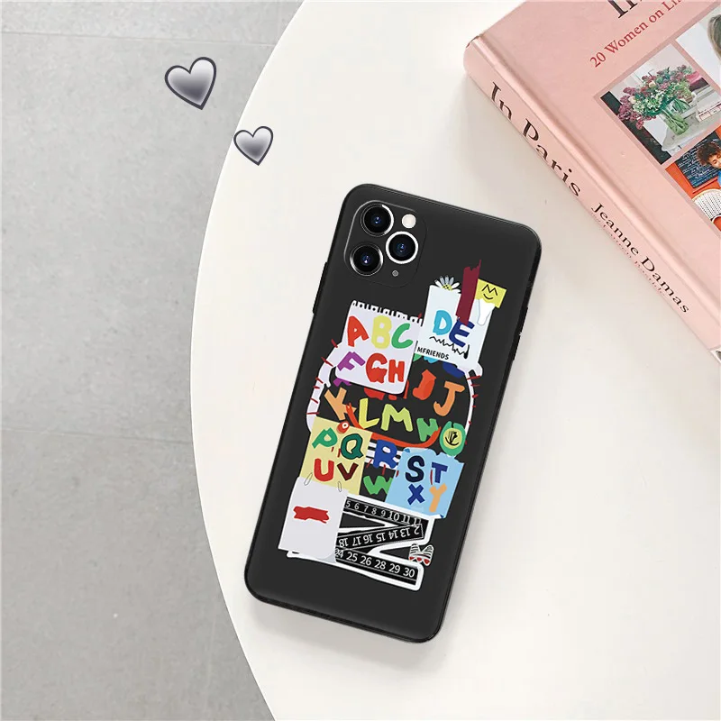 Black Matte Phone Case for iphone 16 15 14 13 12 Mini 11 Pro Max 7 8 Plus XS XR SEOUL LOSANGELES Travel Ticket Label Soft Cover