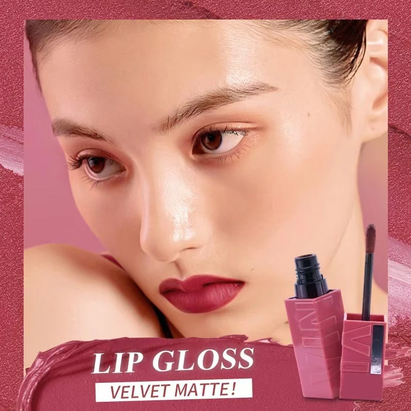 ماتي الحبر السائل أحمر الشفاه طويلة الأمد المخملية عارية ملمع الشفاه غير عصا كوب مقاوم للماء الشفاه تينت مقاوم للماء يشكلون ملمع الشفاه #3
