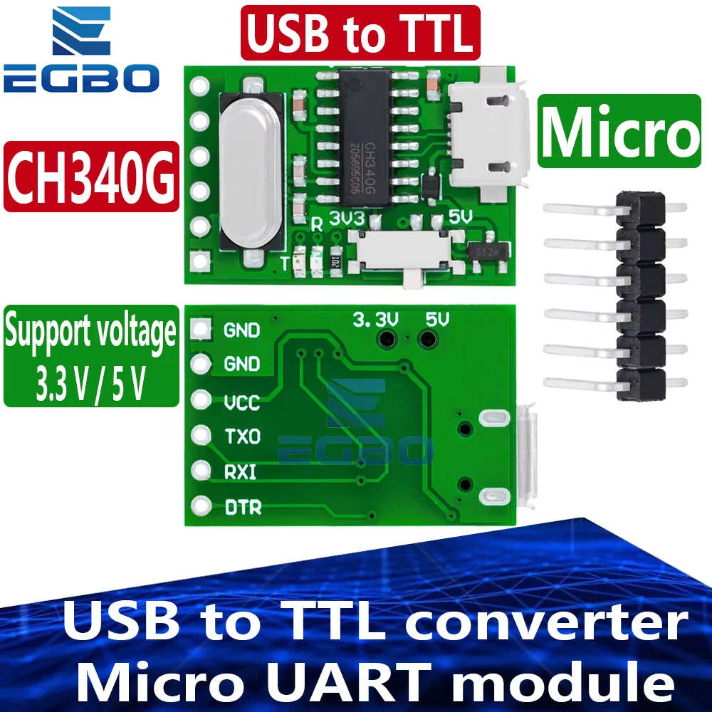 USB to TTL converter Micro UART module CH340G CH340 3.3V 5V switch for downloader pro mini