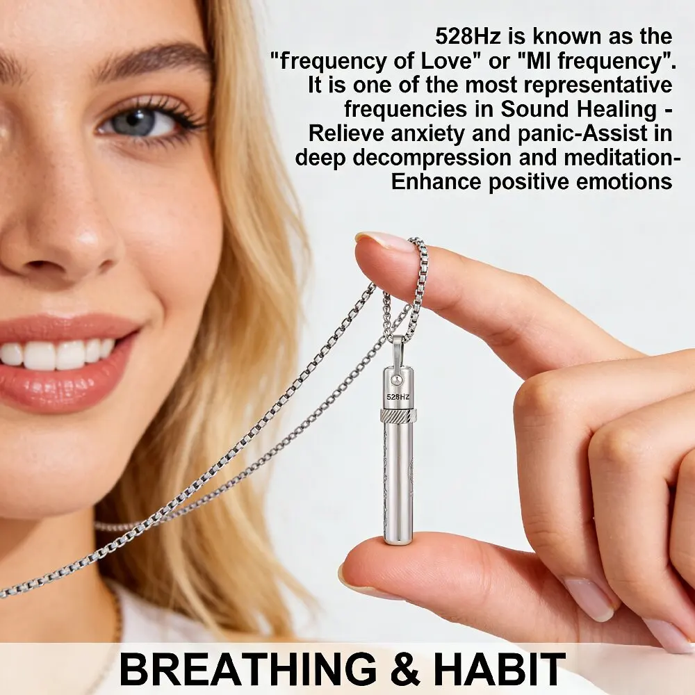528 Hz Frequency Sanskrit Sound Stress-Relief Necklace Rotating Meditation Relaxation Anxiety Stainless Steel Tone Flute