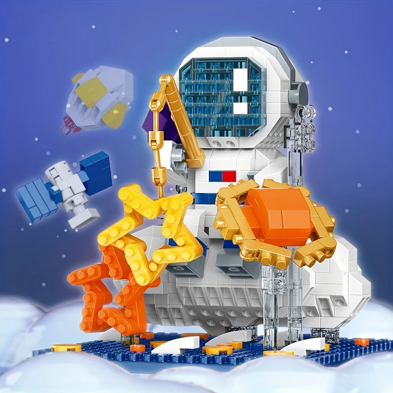 Spaceman Astronaut Building Blocks Toys Set With Display Box Desktop Decoration Mini Bricks Kids DIY Toys Holiday Gifts