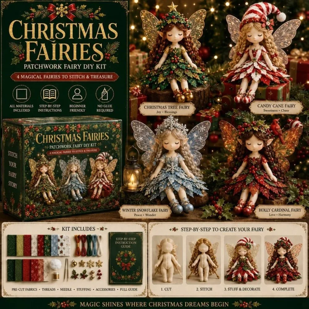Pre-cut Fabric Flower Fairy Handmade Patchwork DIY Kit with Guidance Beginner-friendly Fairy Elf Patchwork Sewing Set Handmade