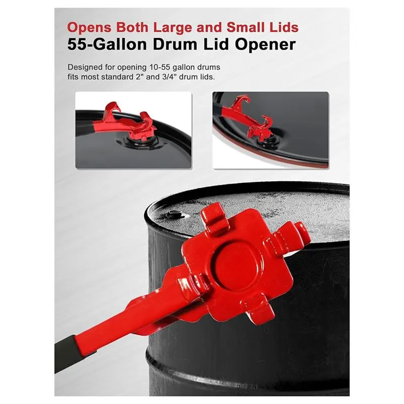 A68P-3-In-1 Bung Wrench & Bucket Opener Tool - Aluminum Drum Lid Remover For 5-55 Gallon Drums, Paint Cans, And Pails
