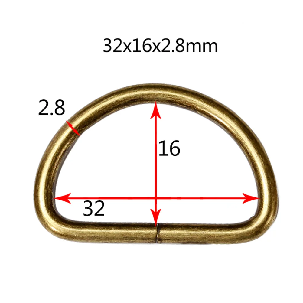 

100Pcs D Ring Metal Bag Webbing Accessories for Luggage Clothes Backpack Belt Durable Long Service Life Bronze