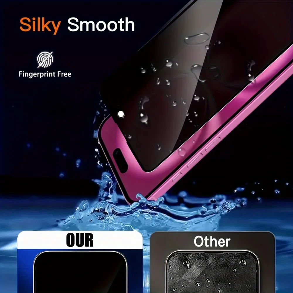 3 قطعة غطاء كامل حامي شاشة الخصوصية آيفون 16 15 13 برو ماكس 16e 15 زائد الزجاج المقسى آيفون 14 12 11 برو X XR XS