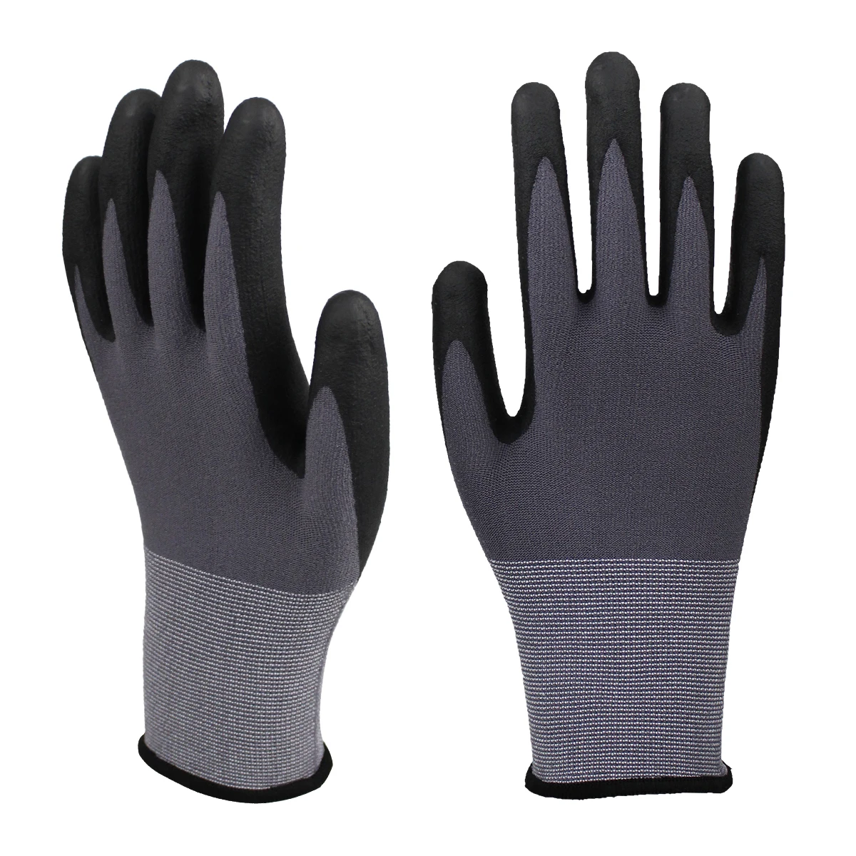 Oil Resistant 15 Gauge Spandex Nylon Knitted Micro Foam Nitrile Coated Construction Garden Hand Work Gloves
