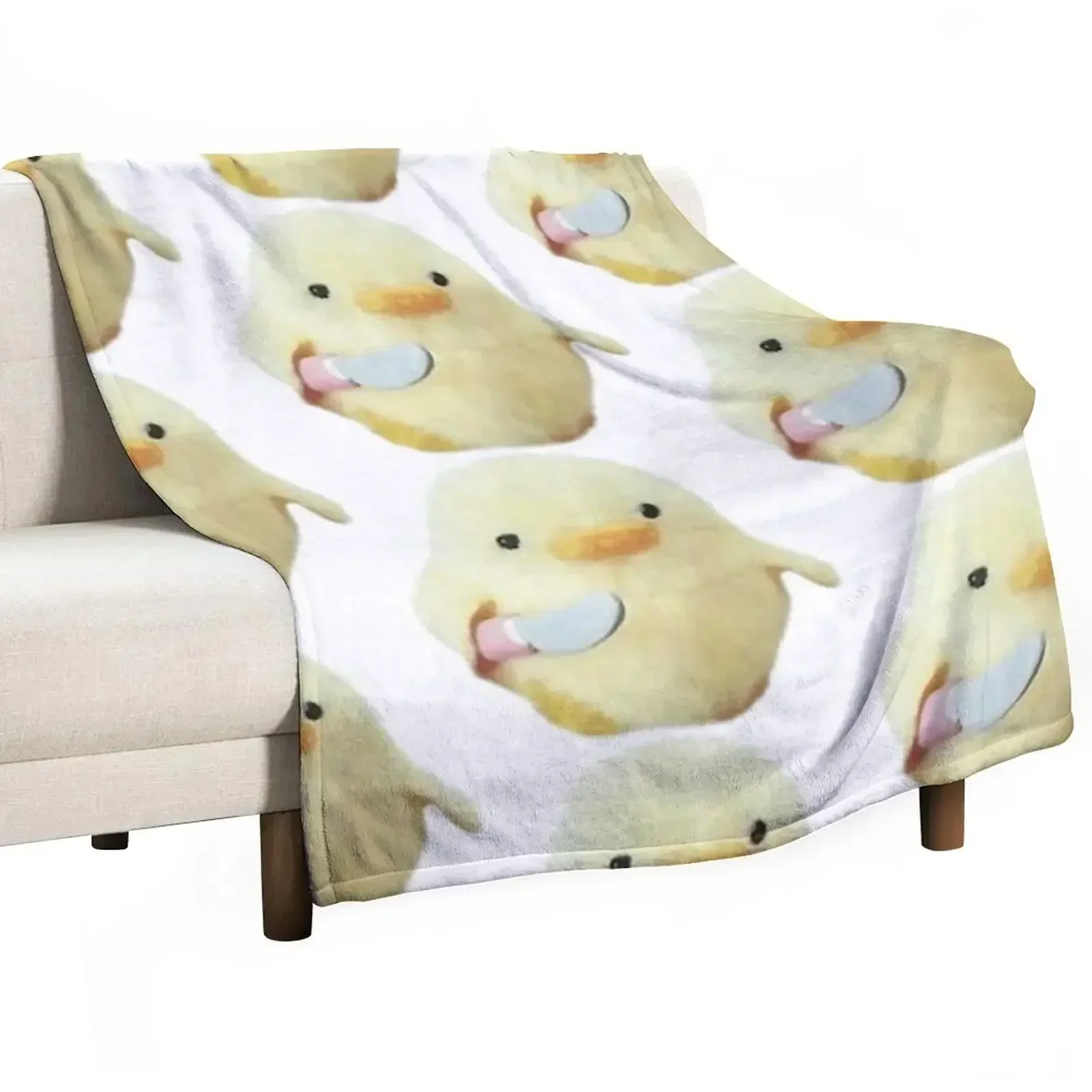 

Chicken With Knife Meme Throw Blanket Plush Luxury Designer Plaid on the sofa Personalized Gift Blankets