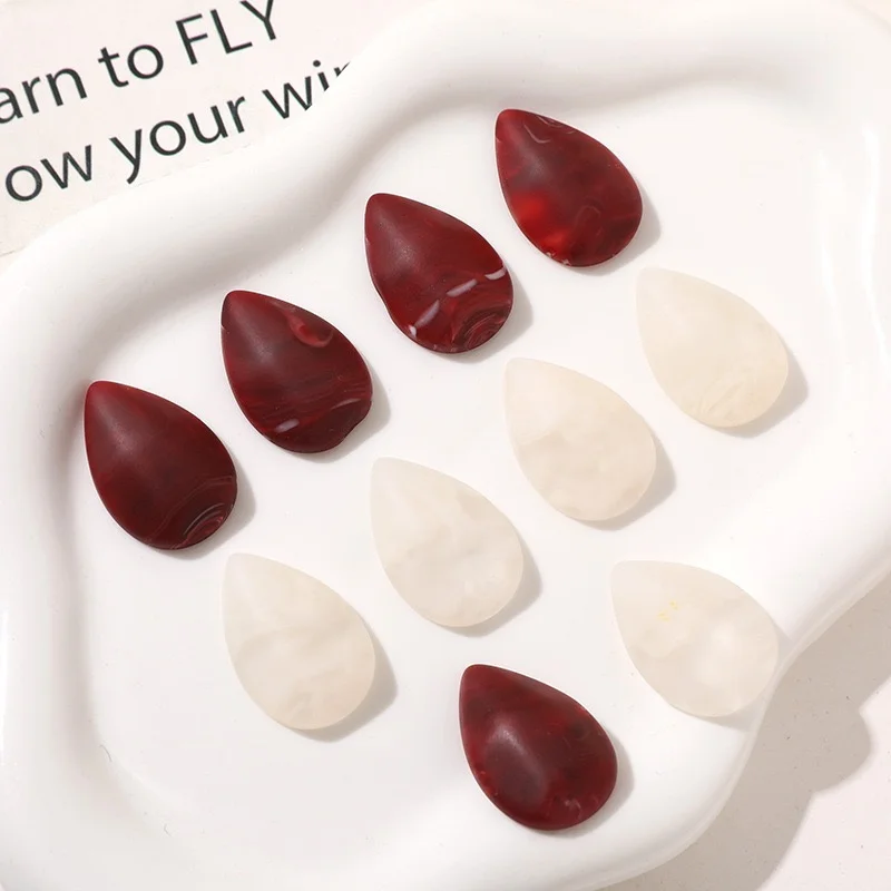 Wholesale 50pcs/lot color matte effect geometry water drop shape resin cabochon beads diy jewelry garment hair accessory