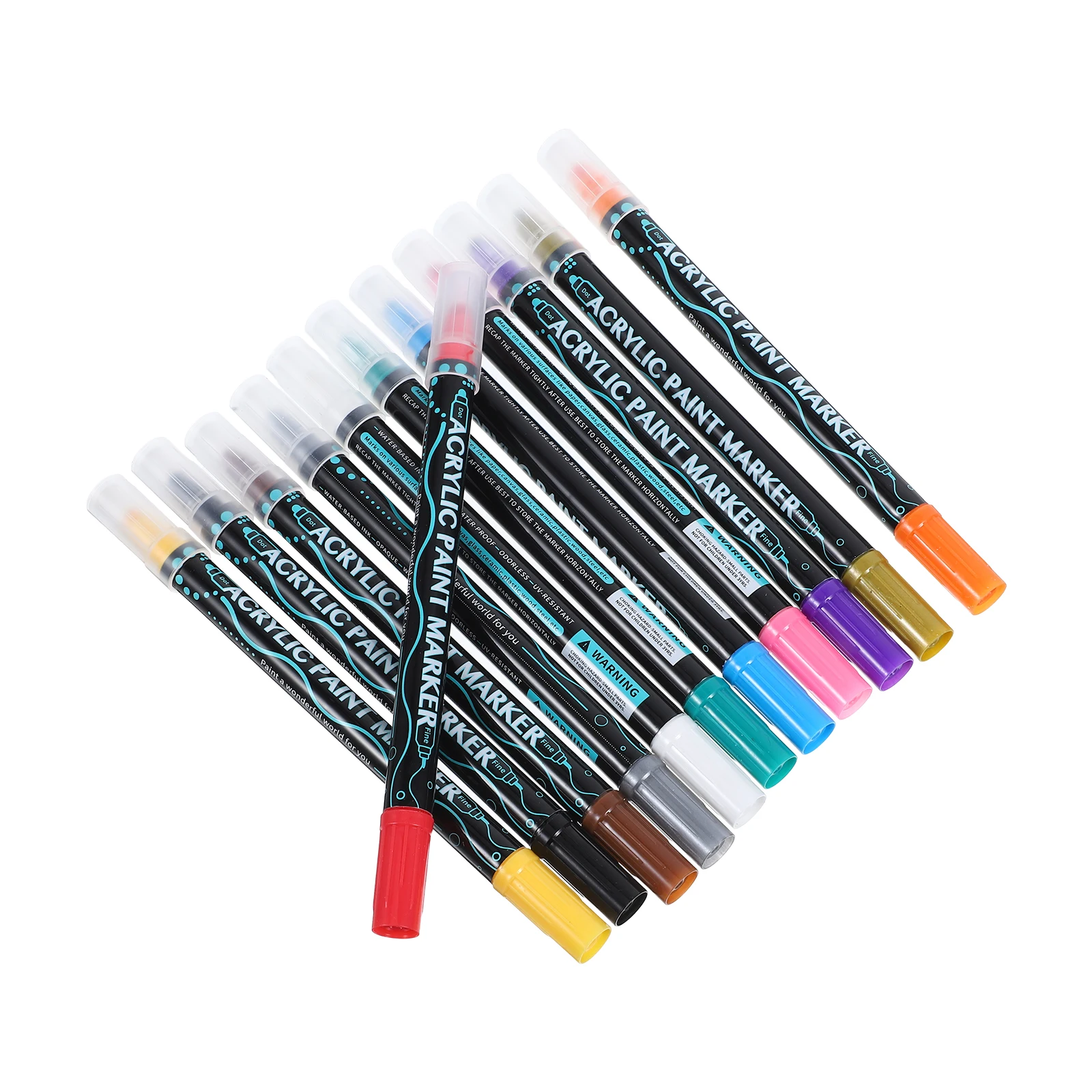 

12 Pcs Paint Acrylic Pen Markers for Glass Drawing Pens Rocks Suite Plastic Coloring Canvas