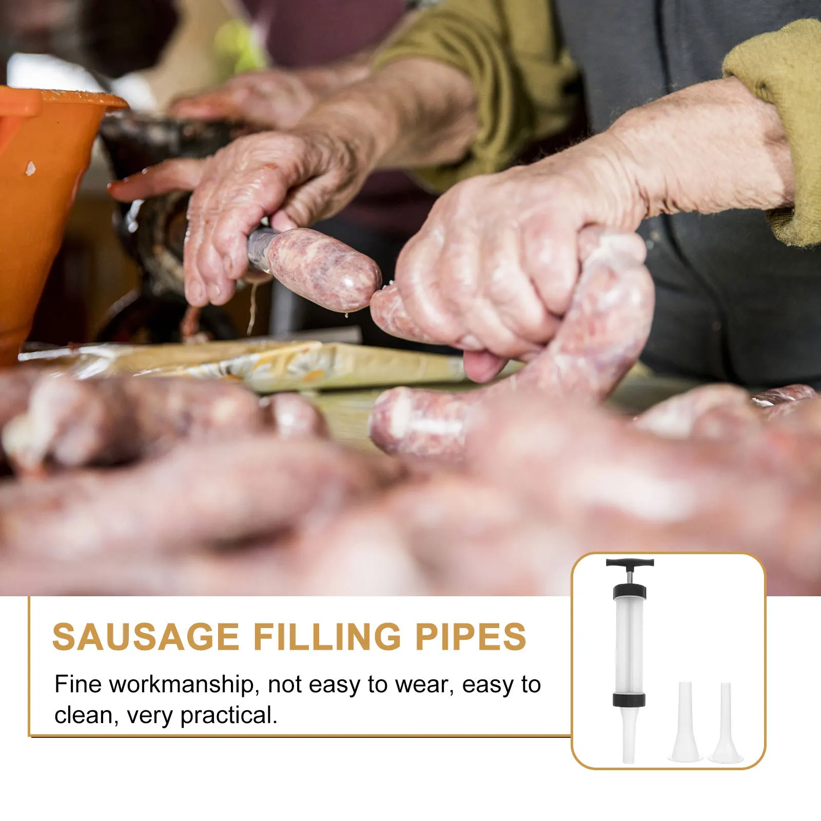 

1 Set Filler Tube Manual Sausage Making Tools Non-Rusting Steel For Home Kitchen Restaurant Use Sausage Stuffer Meat Filling