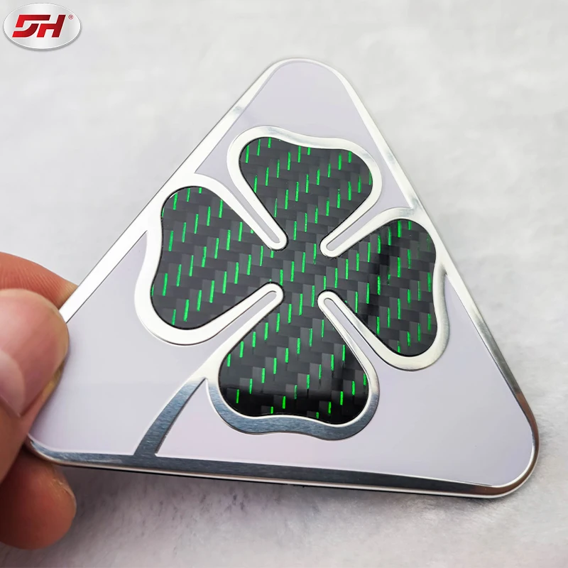 Car  Carbon Fiber Four Leafs Clover Aluminum Fender Decoration Stickers For Alfa Romeo Car Exterior Sticker Car Accessories