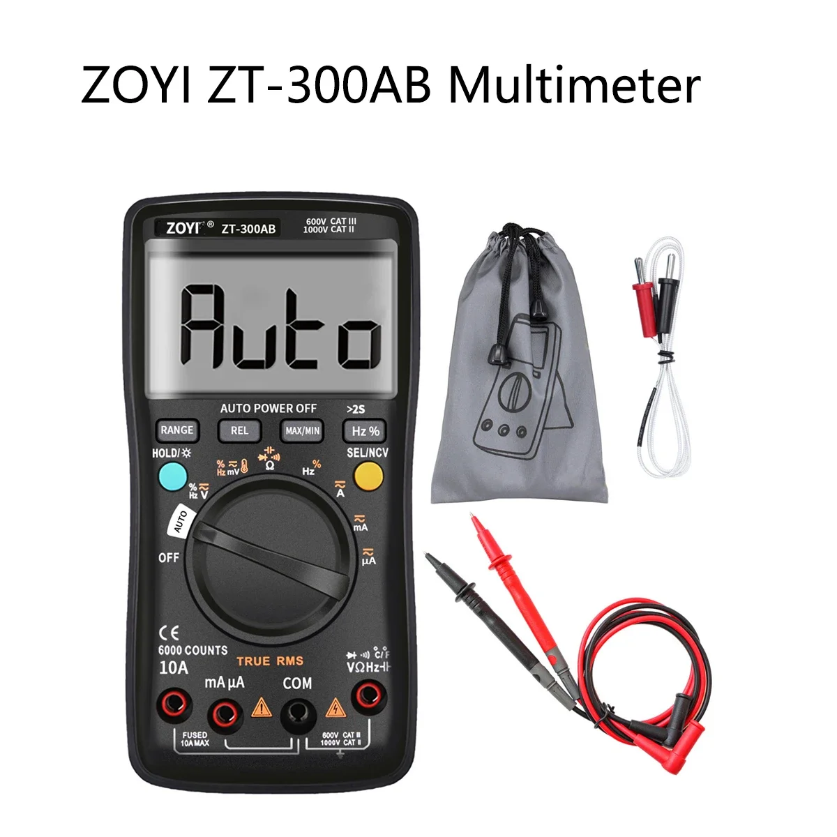 ZOYI ZT300AB Digital Multimeter True RMS 6000 Counts Auto/Manual Range Digital Universal Meter Smart AC/DC Voltage Current Meter