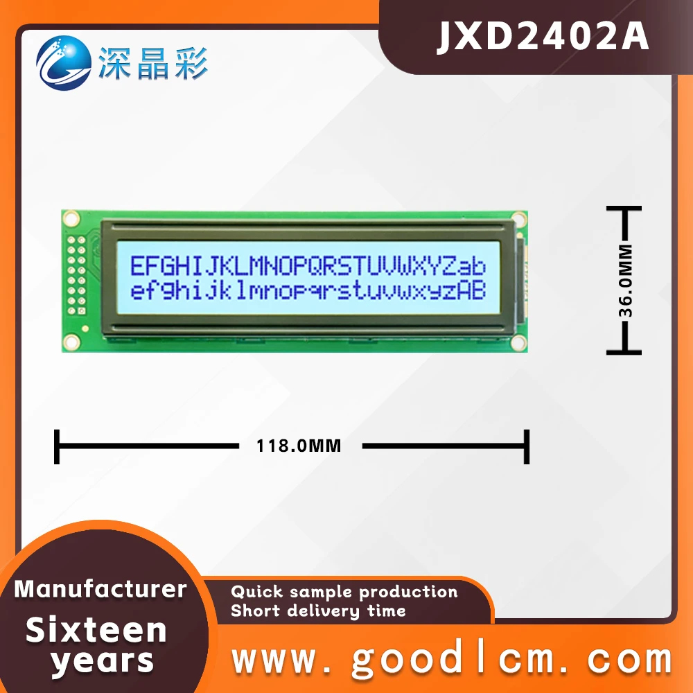 Good quality 24*2 dot matrix display JXD2402A STN Gray Positive Character LCM display module With high brightness backlight
