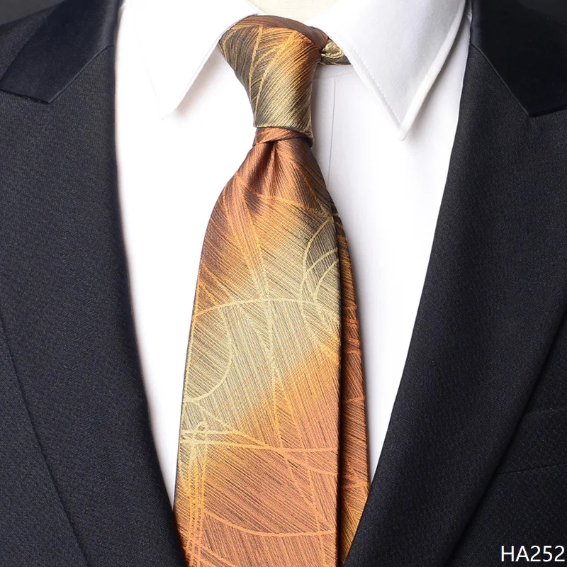 High Quality Orange Yellow Water Pattern Gradient Tie For Men's Business Shirt Accessories Fashionable 8CM Wide Version Tie