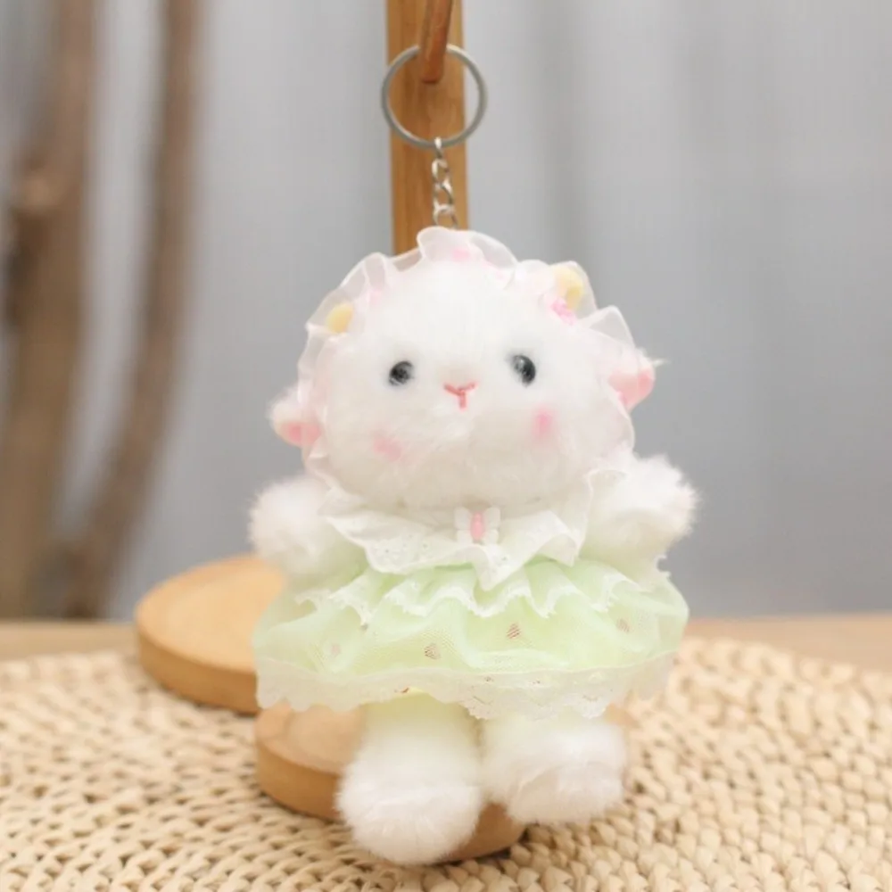 Cartoon Dog Plush Rabbit Keychain Dress Up Doll Lace Skirt Animal Plush Keyring Soft Plush Stuffed Doll Plush Bag Pendant