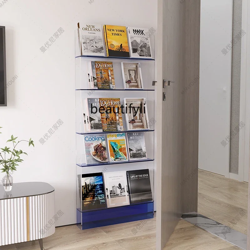 Nordic acrylic bookshelf living room multi-layer floor storage display rack