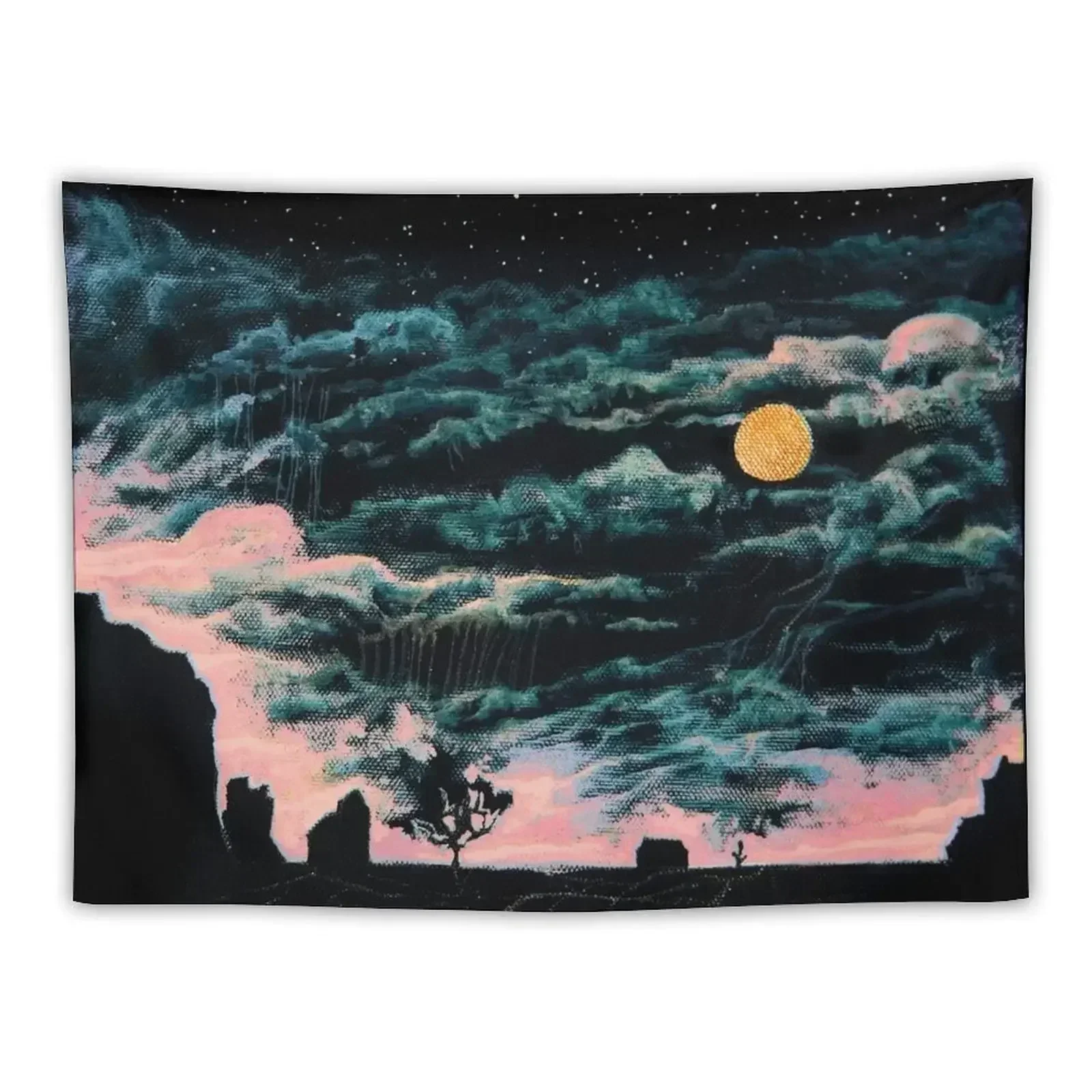 

Starry Moon Night Gashadokuro Tapestry Funny Room Decoration Accessories Tapestry