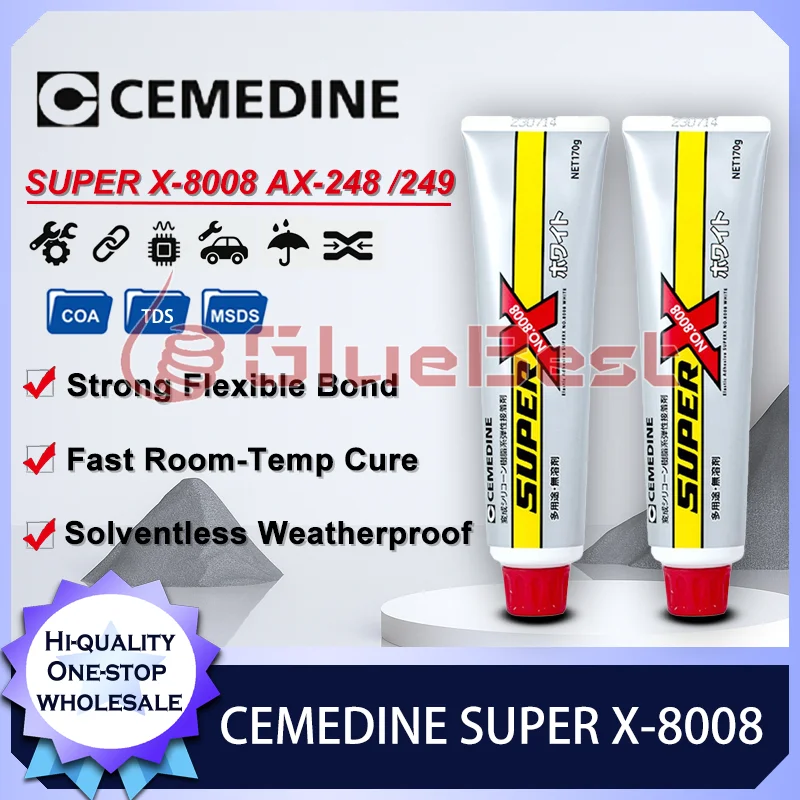 Cemedine Super X-8008 AX-248 249 Multipurpose Sealant for Metal Plastic Glass Bonding Flexible Waterproof Repair Industrial Use