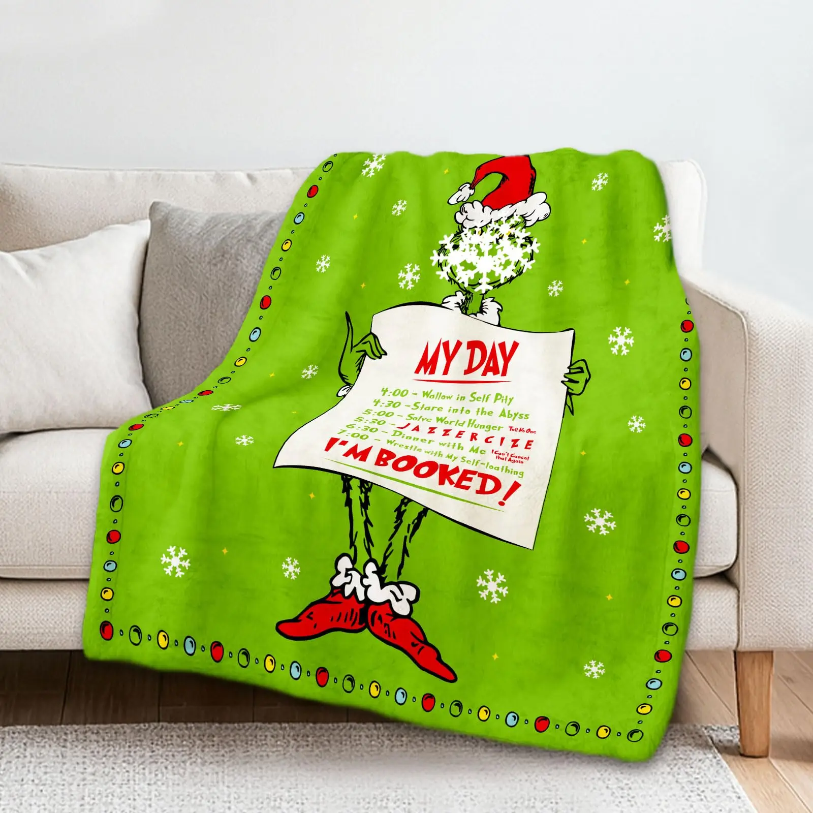 Lustige Weihnachts-Überwurfdecke, grüne weiche Feiertags-Fleecedecke, Bauernhaus-Weihnachtsdekoration für Zuhause, Bett, Couch, Sofa