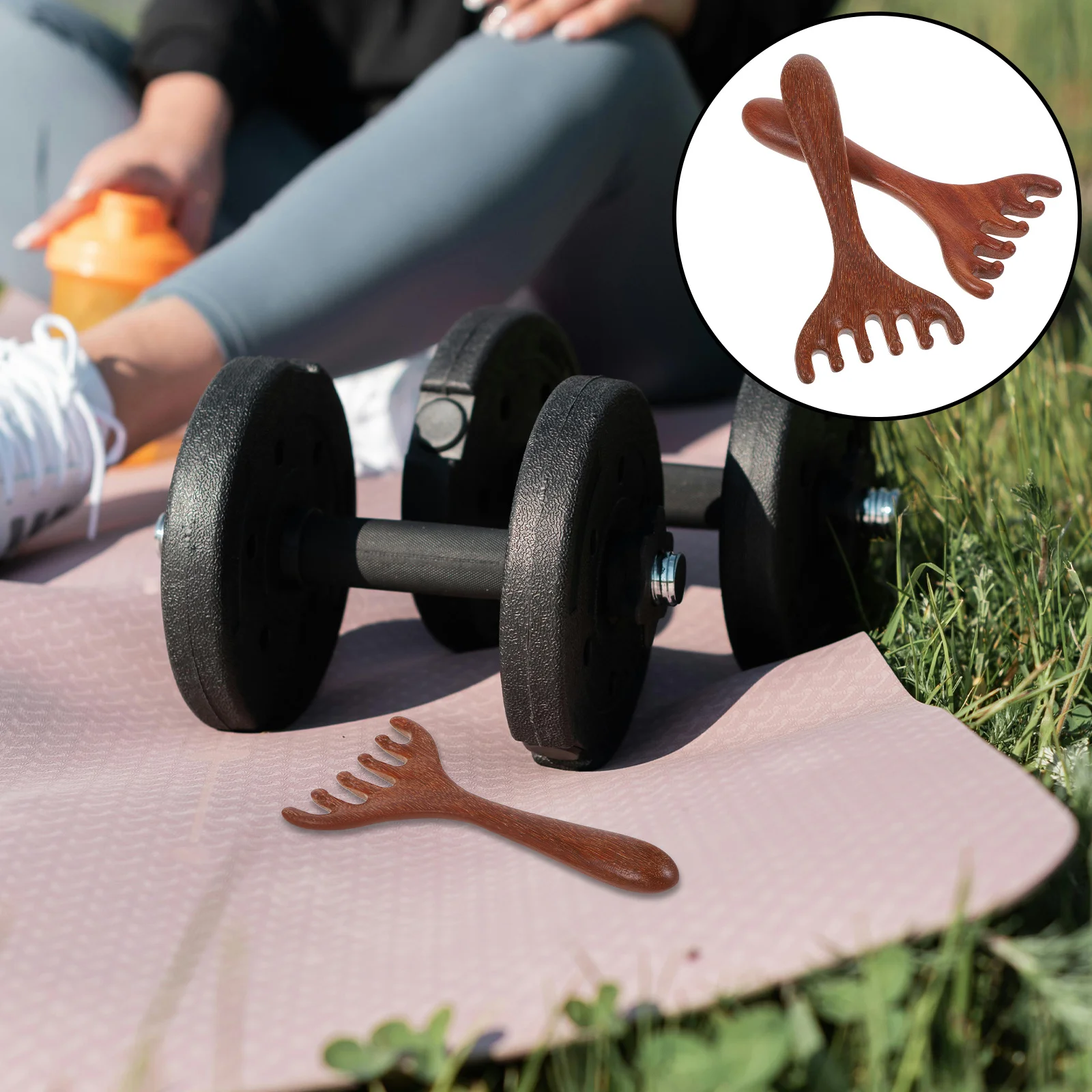 

2pcs Wooden Massager For Relaxation Acupoint Stimulation Portable Gua Sha Tool Face Gua Sha Massage Tool Head Hair Massage