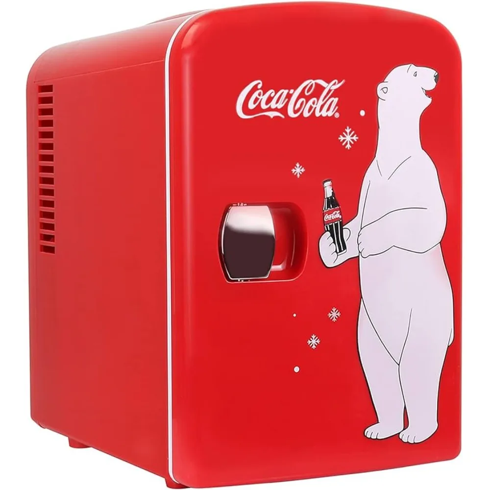 

Coca-Cola 4L Portable Cooler/Warmer, Compact Personal Travel Fridge for Snacks Lunch Drinks Cosmetics, Includes 12V and AC Cords