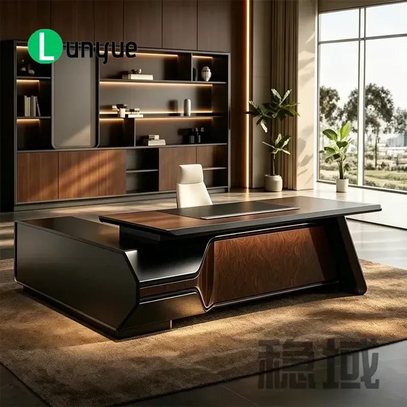 Luxury Executive Office Desk for Manager President Large Wooden Computer Workstation with Storage Modern Business