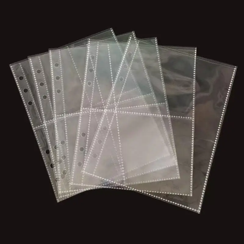 【D】10 Pages A6 Narrow Loose Leaf Cover 10pcs 1Grid 2Grid 3inch Storage Bags Postcards Binder Collect Book Organizer