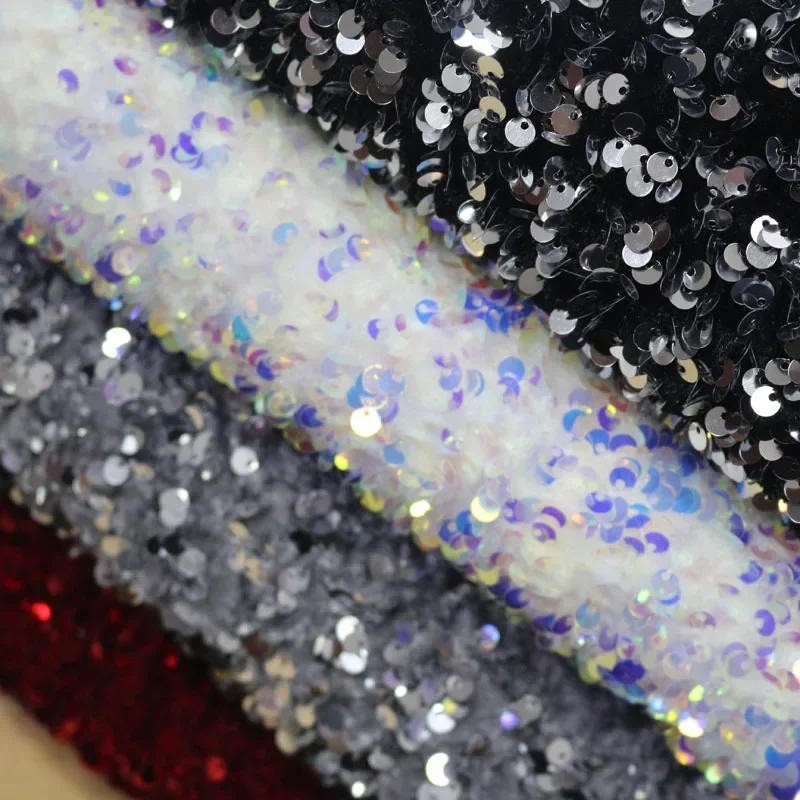 Velvet Foam Sequin Fabric Autumn Winter Clothing Handmade Wholesale Cloth Apparel for Diy Sewing Material