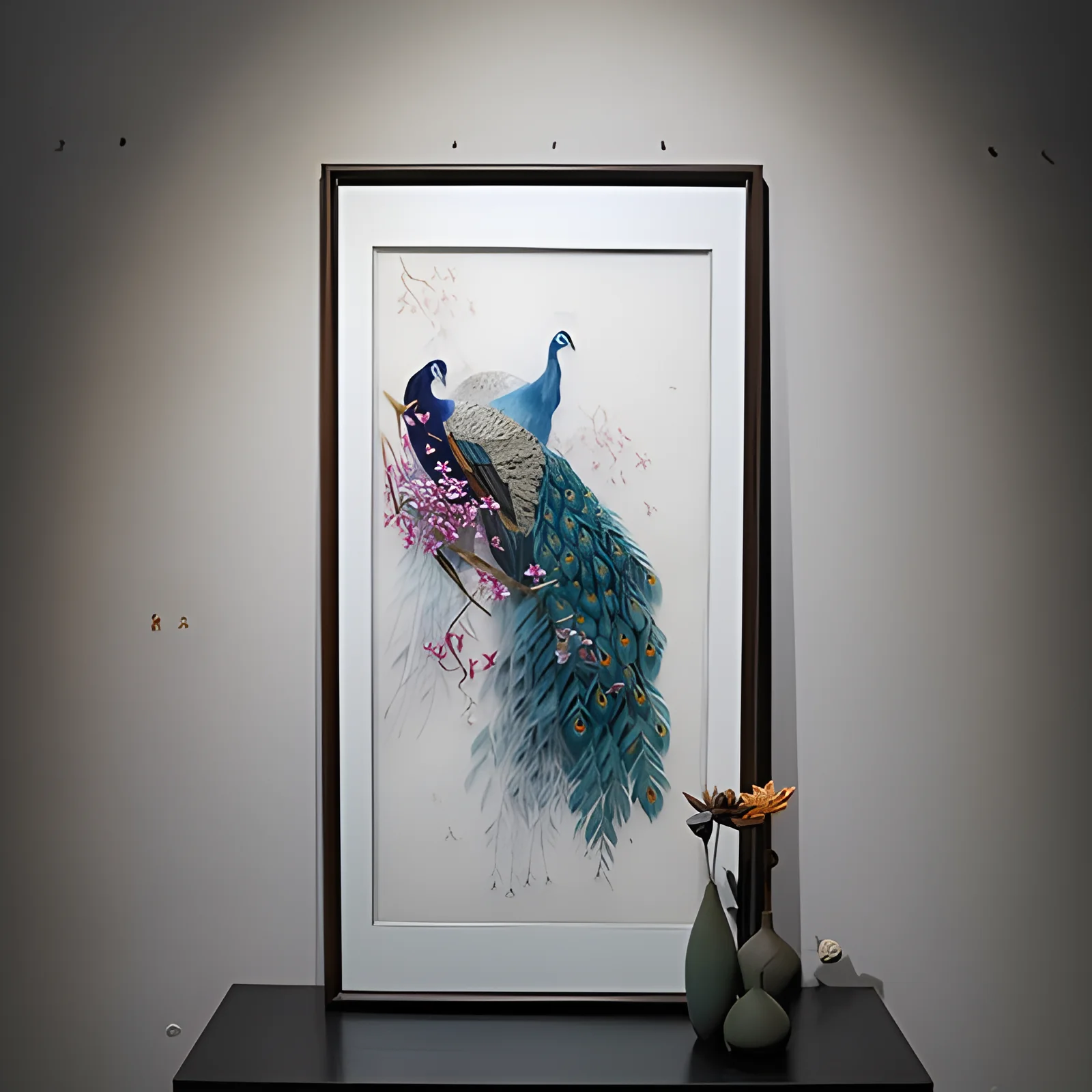 Su Embroidery Hanging Painting Pure Handmade Embroidery Peacock Mural Painting Modern Chinese Style Interior Decoration Painting