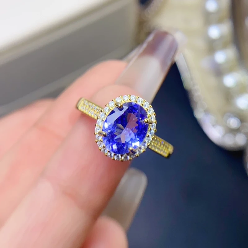 

Natural Tanzanite Rings for women silver 925 jewelry luxury gem stones 18k gold plated free shiping items Party Gifts