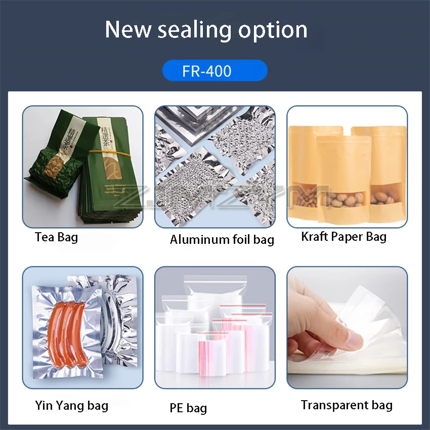 FR-400 آلة الختم المستمر الأوتوماتيكية التجارية الصغيرة المنزلية الألومنيوم احباط كيس من البلاستيك آلة الختم الحراري