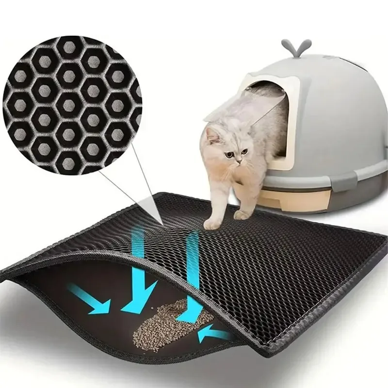 Haustier Katzenstreu Matte Wasserdichte Doppel Schicht Katzenstreu Trapping Pet Katzentoilette Matte Sauber Pad Produkte Für Katzen Zubehör