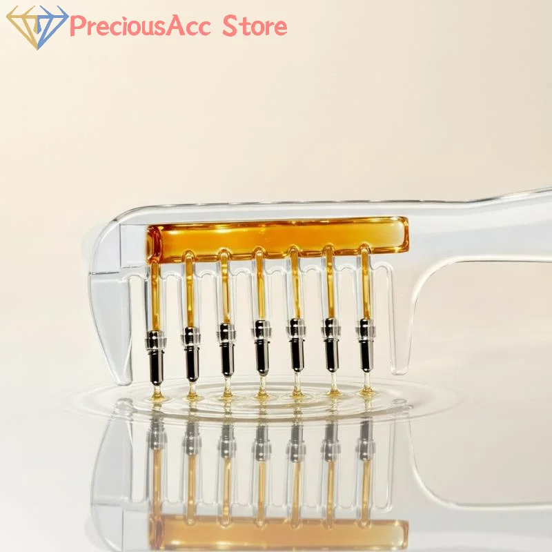 .Hot Sale-1PCS Transparent Essential Oil Applicator Massage Comb With Built-In Liquid Reservoir Rolling Metal Teeth For Women