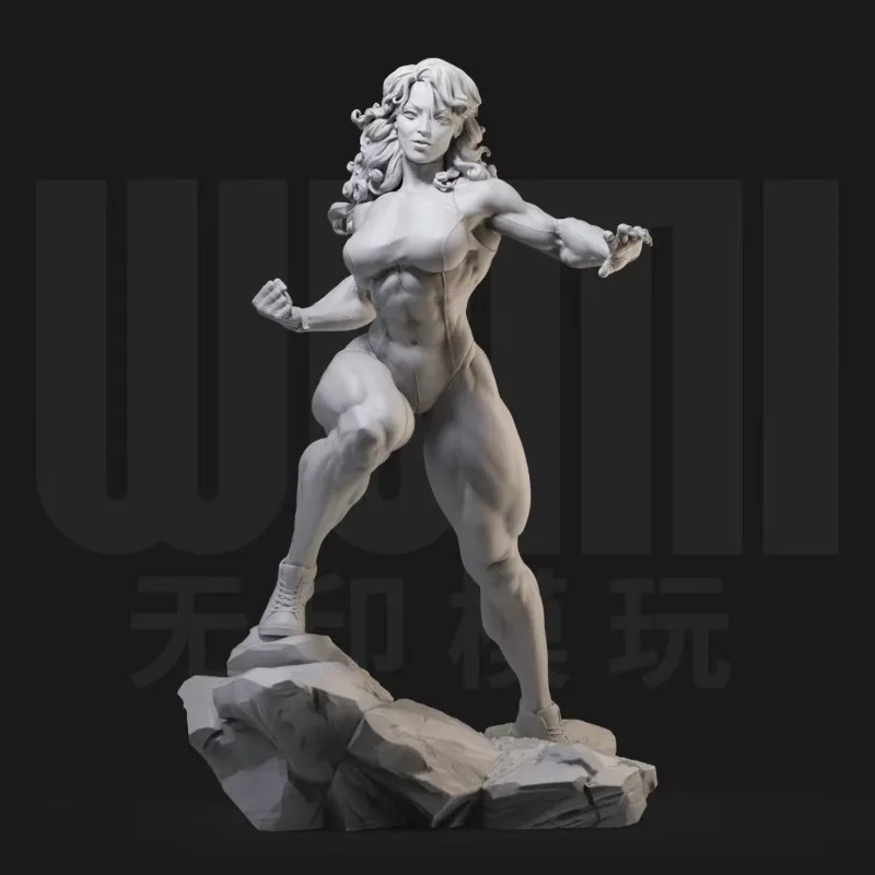 1/24 Scale Big Muscle Workout Girl Resin Figure Model Kit Fantasy Hobby Miniatures Unassembled and Unpainted  Diy Toys