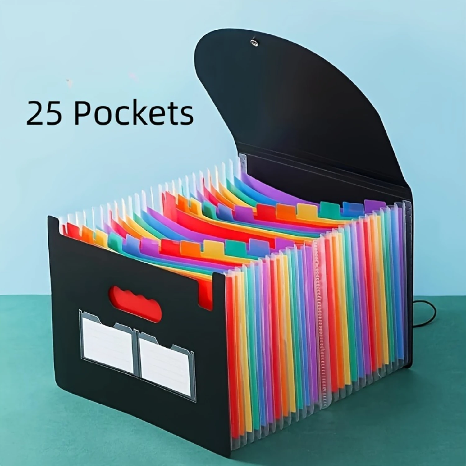 A4 Waterproof Expandable File Organizer - 25-Pocket Accordion Folder with Flip Top Closure for Office & School