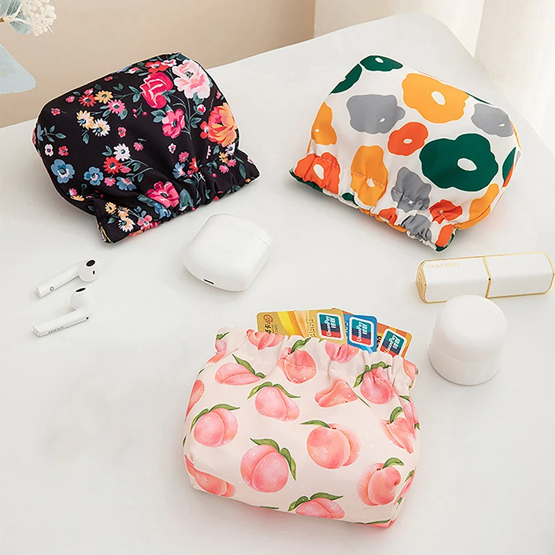 Ins Cosmetics Coin Wire Holder Pouch Bag Portable Earphone Cards Lipsticks Storage Bag Auto Close Organizer Travel Jewelry Bag