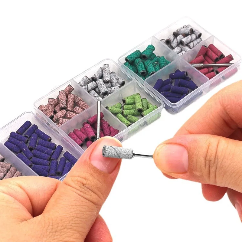 100Pcs 3.1mm Mini Sanding Bands Kit with Mandrel, Nail Drill Bits Set, Electric Manicure Accessory for Dead Skin Removal