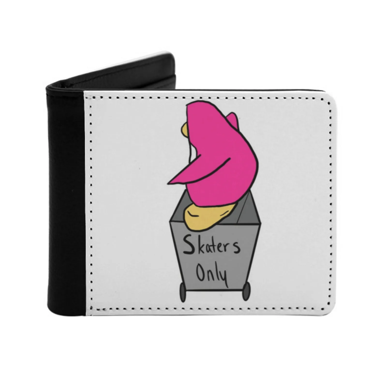 

Кожаные мужские кошельки только для коньков, кошелек с держателем для кредитных карт, черный кошелек, клубная тележка с пингвином, коньки, розовый пингвин, персонализированный