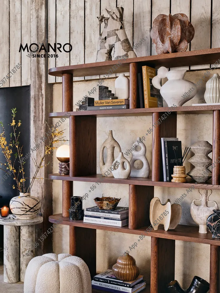 

Designer Bookshelf Shelf Art Curved Cabinet Corner French Solid Wood Medieval Bookcase Creative Bogu Shelf Floor to Floor Living