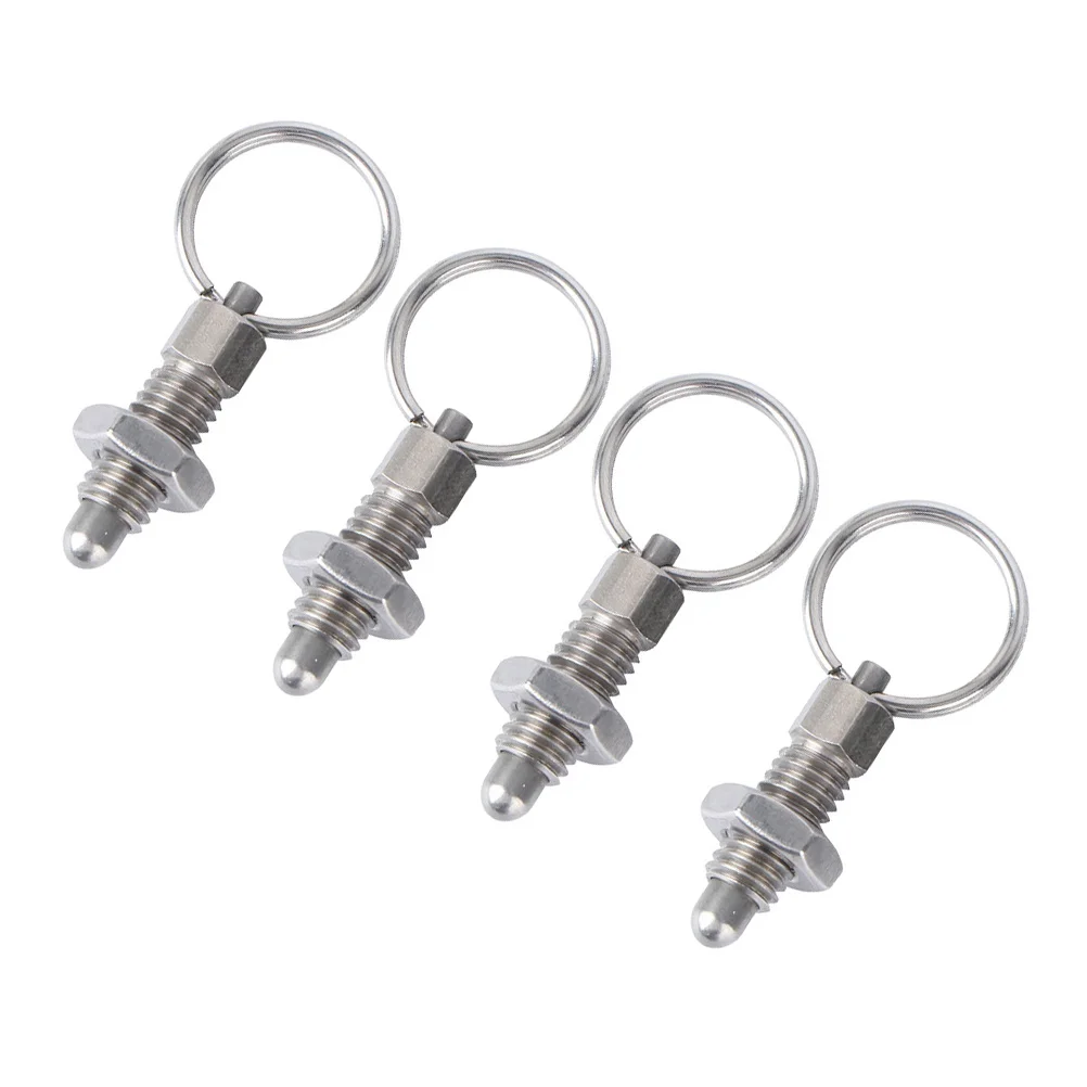 

4 Pcs Pull Ring Indexing Plunger Pin with Quick Release Locking Stainless Steel Coupler Spring Non-locking