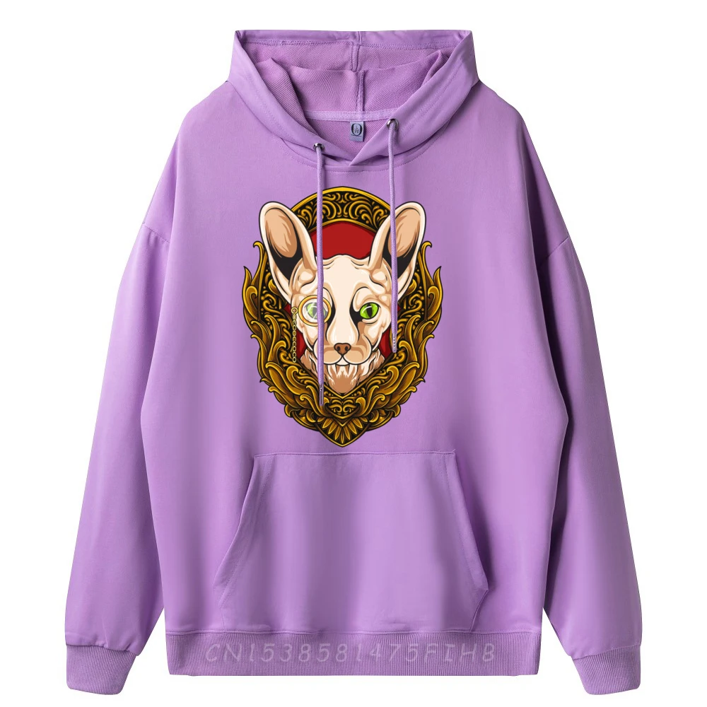 Sphynx Cats Nude Cat Graphic Pullover Hoodies Polyester Fiber Tops Hoodie Easter Sunday Christmas Sweater