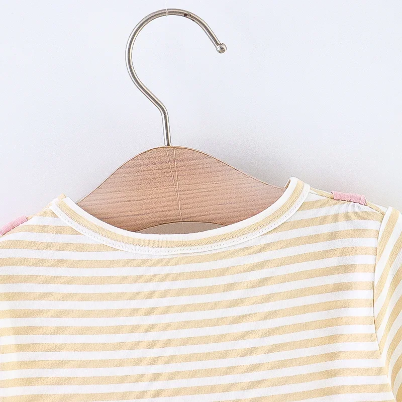 Summer Baby Cartoon Cat Dress Striped Short Sleeve Top Suspended Princess Dress 0-3 Year Old Girls' Clothing image 6